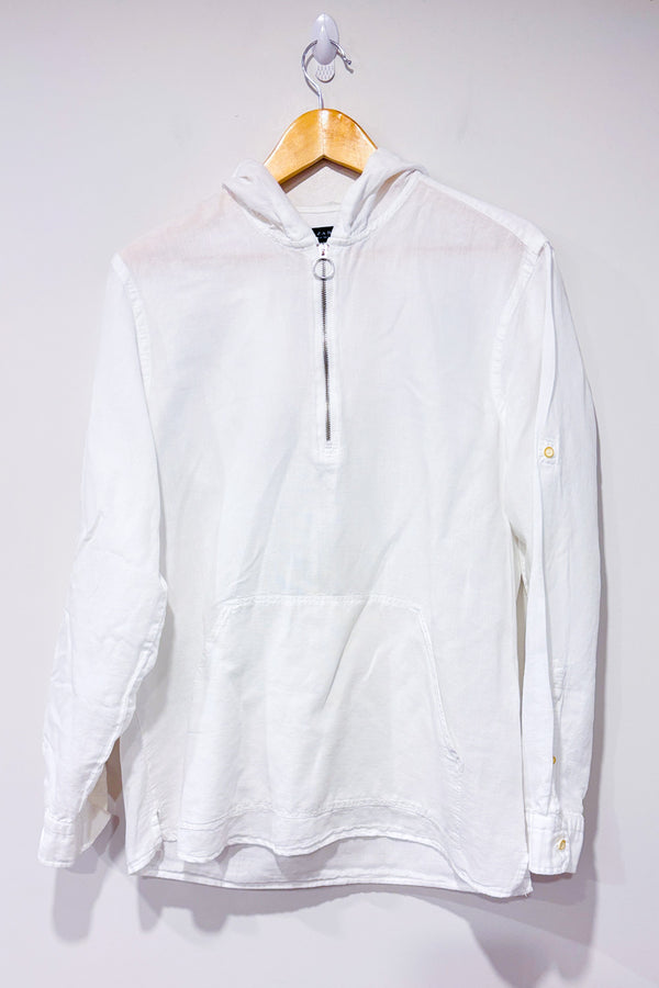 Chemise en lin blanche à capuchon - Homme seconde main - Zara- La Penderie du Paradis
