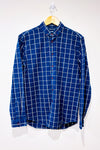 Chemise bleue et blanche à carreaux en coton et lin - Homme seconde main - Frank & Oak- La Penderie du Paradis