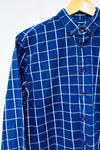 Chemise bleue et blanche à carreaux en coton et lin - Homme seconde main - Frank & Oak- La Penderie du Paradis