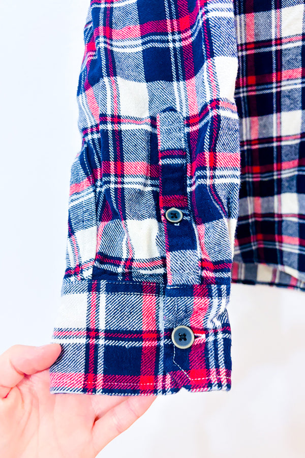 Chemise en flanelle bleue et rouge à carreaux seconde main - Jachs New York- La Penderie du Paradis