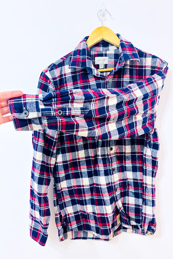 Chemise en flanelle bleue et rouge à carreaux seconde main - Jachs New York- La Penderie du Paradis