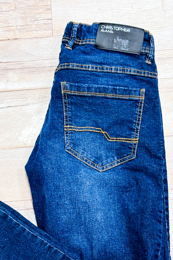 Jeans bleu foncé jambe droite (s) - Homme-Christopher Jeans-La Penderie du Paradis 🕊