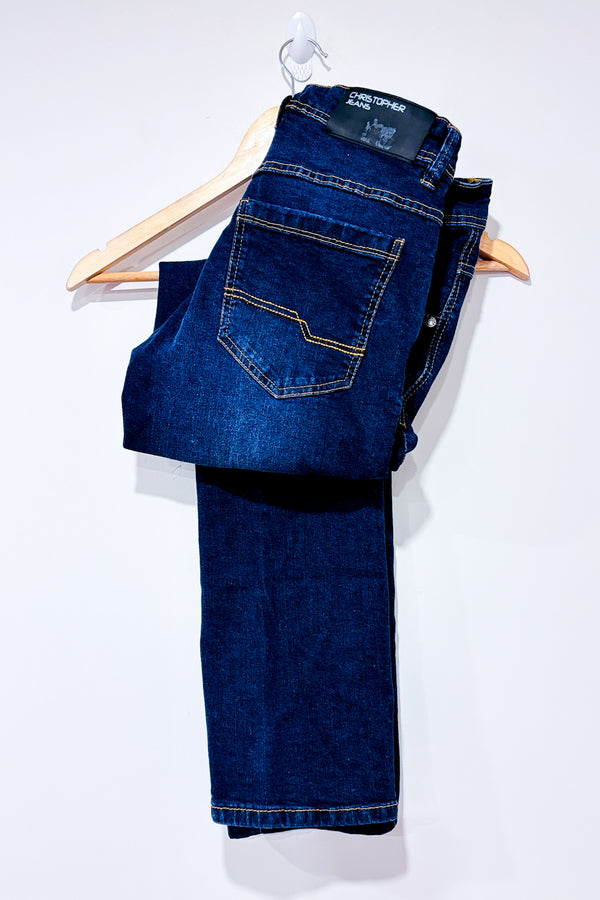 Jeans bleu foncé jambe droite (s) - Homme-Christopher Jeans-La Penderie du Paradis 🕊