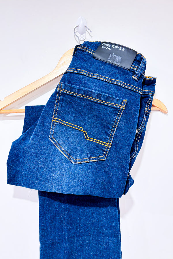 Jeans bleu foncé jambe droite (s) - Homme-Christopher Jeans-La Penderie du Paradis 🕊