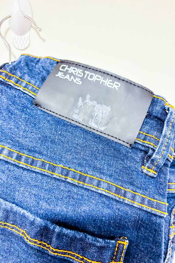 Jeans bleu foncé jambe droite (s) - Homme-Christopher Jeans-La Penderie du Paradis 🕊