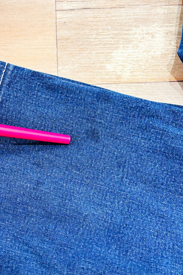 Jeans bleu délavé jambe droite - Homme seconde main - Vincent D'Amérique- La Penderie du Paradis