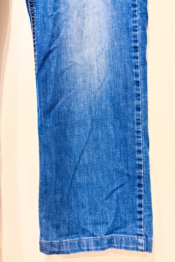 Jeans bleu délavé à jambe droite - Homme seconde main - Brax Feel Good- La Penderie du Paradis