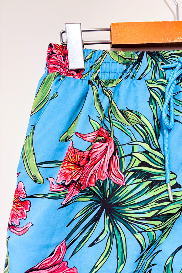 Maillot de bain bleu motif hawaïen - Homme seconde main - Cove- La Penderie du Paradis