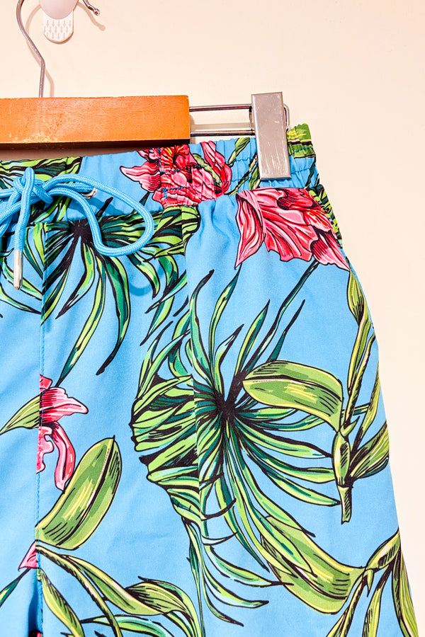 Maillot de bain bleu motif hawaïen - Homme seconde main - Cove- La Penderie du Paradis