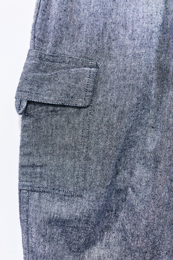 Bermuda cargo fluide gris taille élastique - Homme seconde main - Ark Imports- La Penderie du Paradis