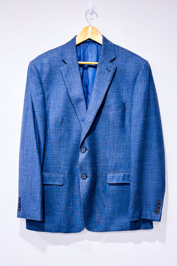 Veston gris et bleu à carreaux mélange soie et laine (xl) - Homme *-Ralph Lauren-La Penderie du Paradis 🕊