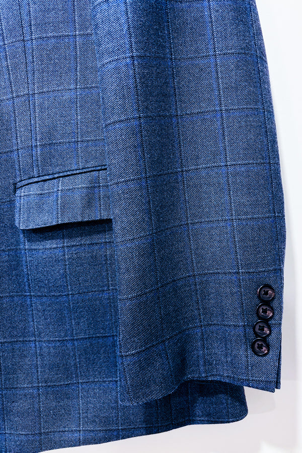 Veston gris et bleu à carreaux mélange soie et laine (xl) - Homme *-Ralph Lauren-La Penderie du Paradis 🕊