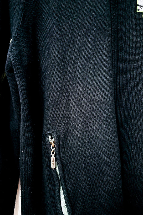 Veste noire zippée en tricot à col montant seconde main - TXT- La Penderie du Paradis