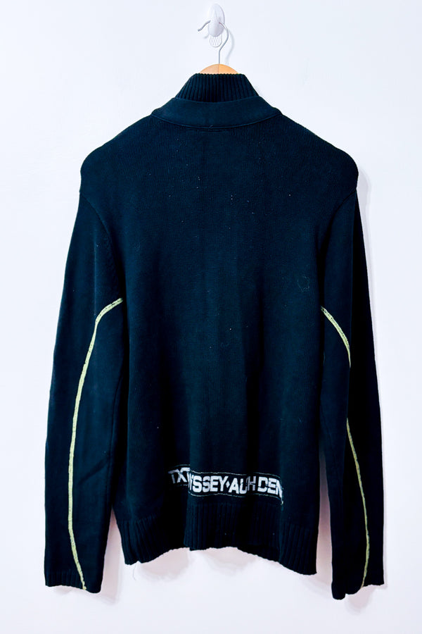 Veste noire zippée en tricot à col montant seconde main - TXT- La Penderie du Paradis