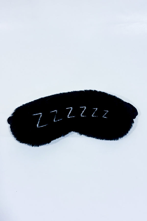Masque de sommeil noir en peluche ''ZZZ''-Autres-La Penderie du Paradis 🕊