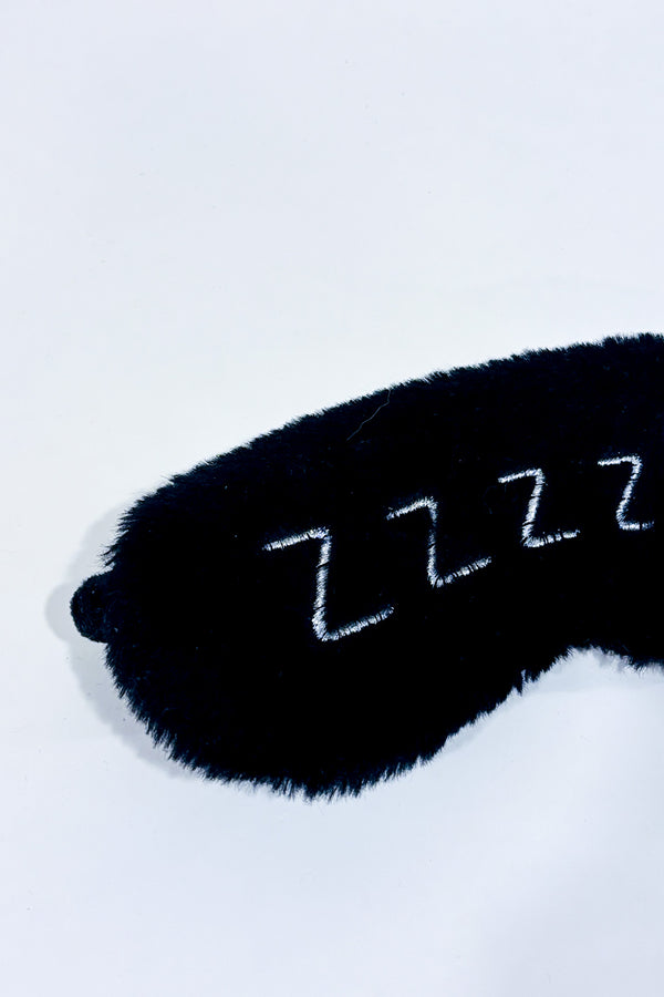 Masque de sommeil noir en peluche ''ZZZ''-Autres-La Penderie du Paradis 🕊