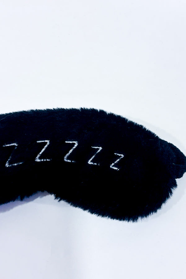 Masque de sommeil noir en peluche ''ZZZ''-Autres-La Penderie du Paradis 🕊