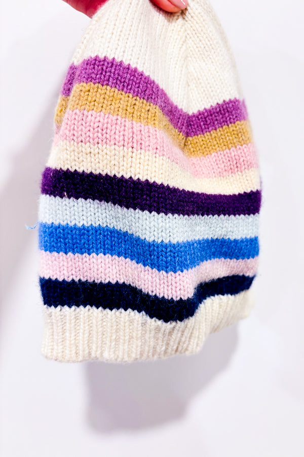 Bonnet rayé multicolore en laine seconde main - Joe Fresh- La Penderie du Paradis