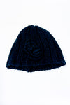 Tuque noire en tricot avec fleur seconde main - Autres- La Penderie du Paradis
