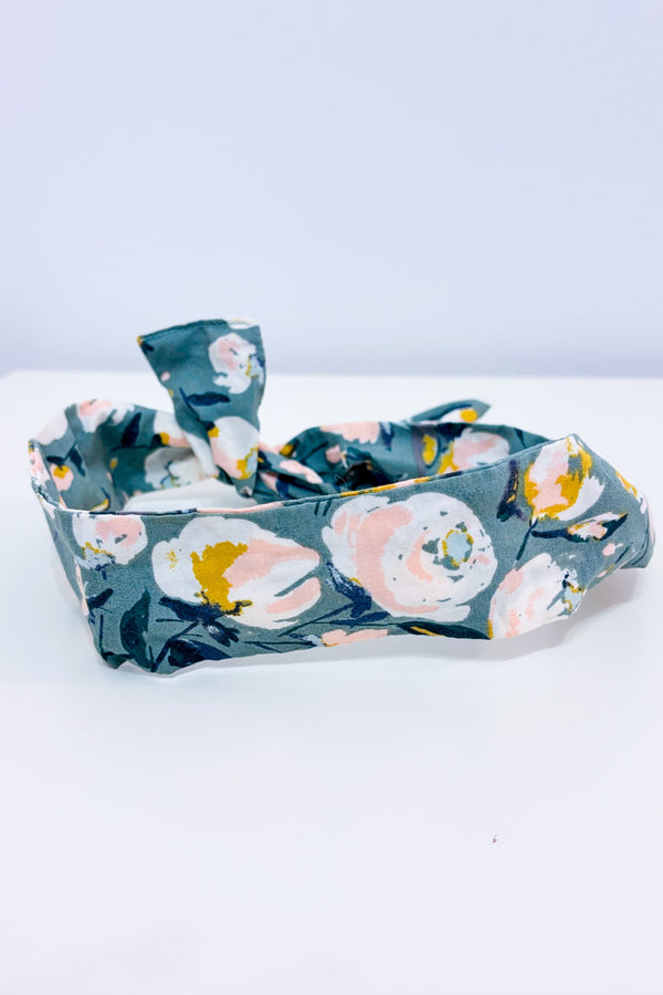 Bandeau à nouer vert fleuri avec tige métallique seconde main - Autres- La Penderie du Paradis