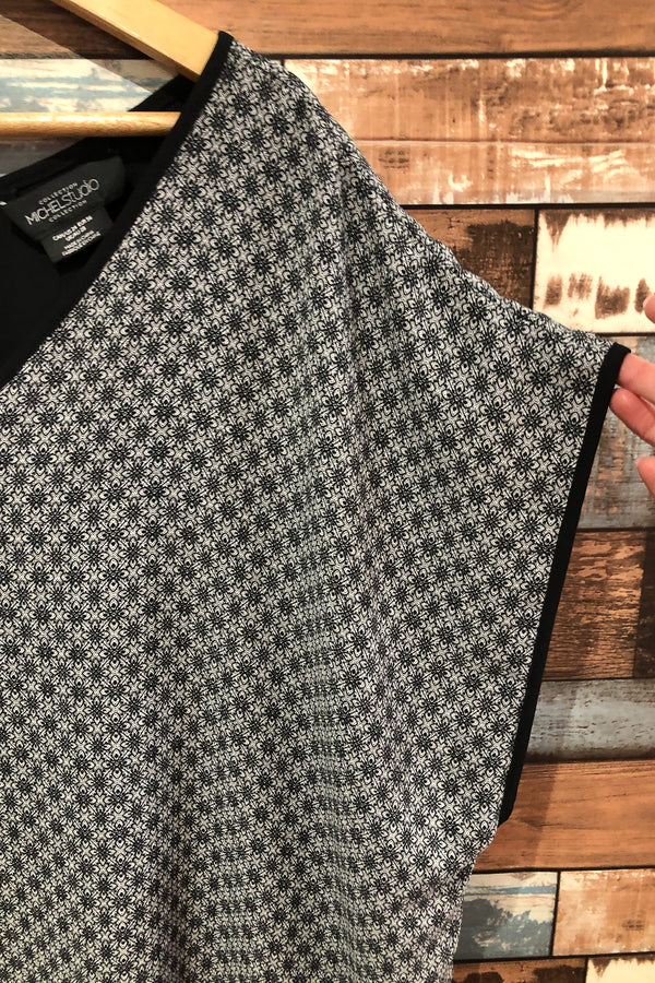 Haut ample gris et noir avec motifs (3X) seconde main Collection Michel Studio
