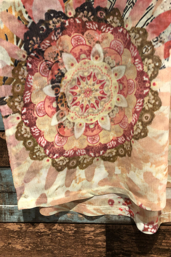 Haut beige et rose avec motifs (m) seconde main VEX