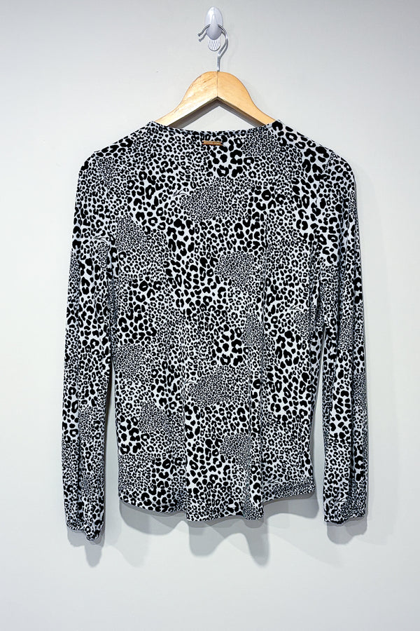 Haut cache-coeur blanc et noir motif léopard (s) seconde main Michael Kors