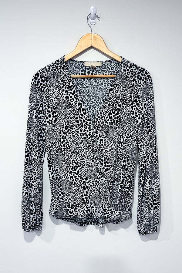 Haut cache-coeur blanc et noir motif léopard (s) seconde main Michael Kors