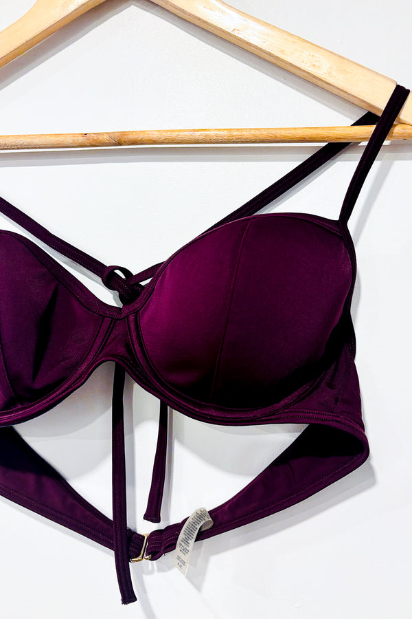 Haut de maillot de bain balconnet pigeonnant prune (36B) -- La Penderie du Paradis ?