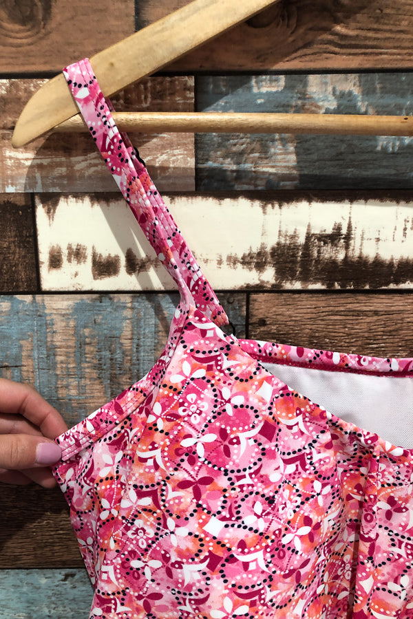 Haut de maillot de bain rose fleuri (16D) seconde main Nygård