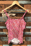 Haut de maillot de bain rose fleuri (16D) seconde main Nygård
