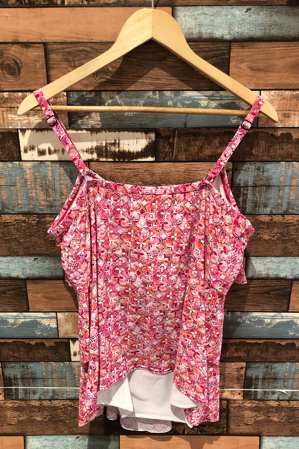 Haut de maillot de bain rose fleuri (16D) seconde main Nygård