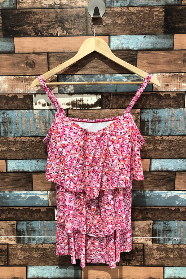 Haut de maillot de bain rose fleuri (16D) seconde main Nygård