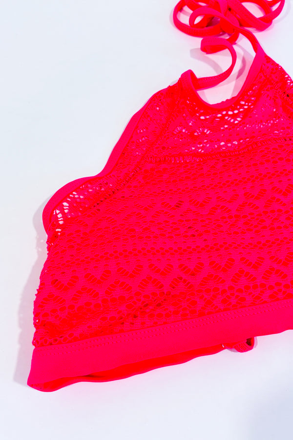 Haut de maillot de bain rose néon en dentelle haut licou (m)-Ardene-La Penderie du Paradis 🕊