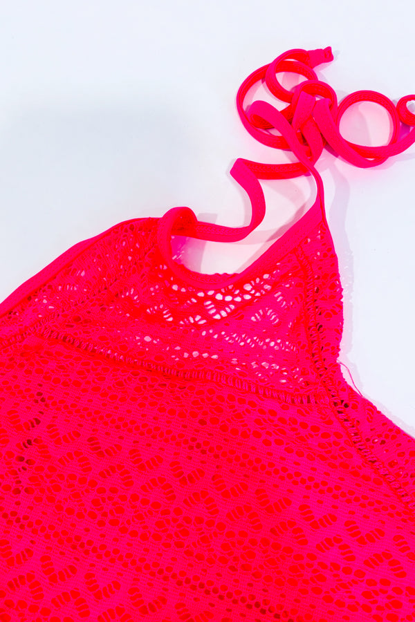 Haut de maillot de bain rose néon en dentelle haut licou (m)-Ardene-La Penderie du Paradis 🕊