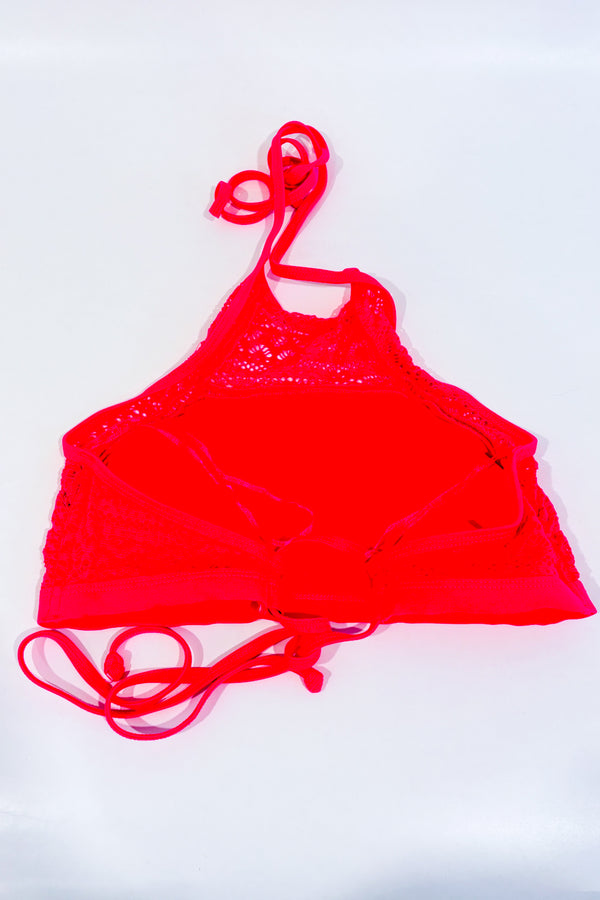 Haut de maillot de bain rose néon en dentelle haut licou (m)-Ardene-La Penderie du Paradis 🕊