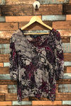 Haut fluide mauve transparent fleuri (l) seconde main Reitmans