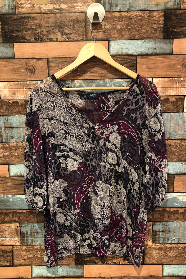 Haut fluide mauve transparent fleuri (l) seconde main Reitmans