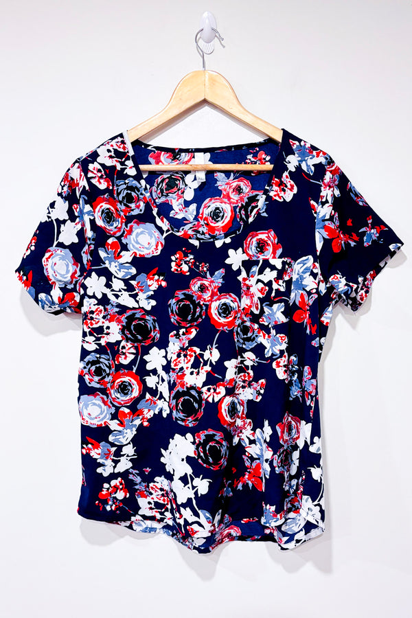 Haut marine fleuri (xl)-Pentagone-La Penderie du Paradis 🕊