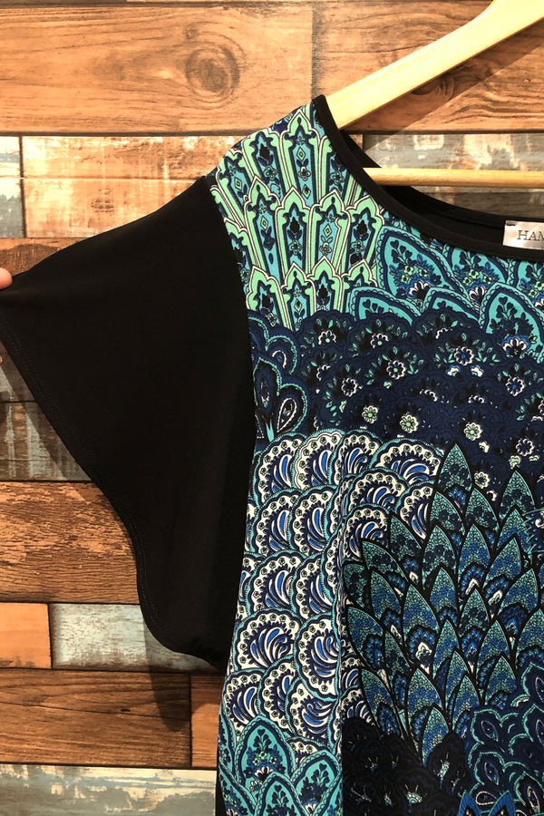 Haut noir et bleu fleuri (l) seconde main Laura