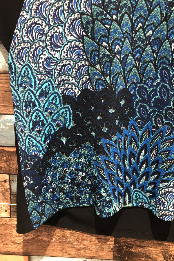 Haut noir et bleu fleuri (l) seconde main Laura