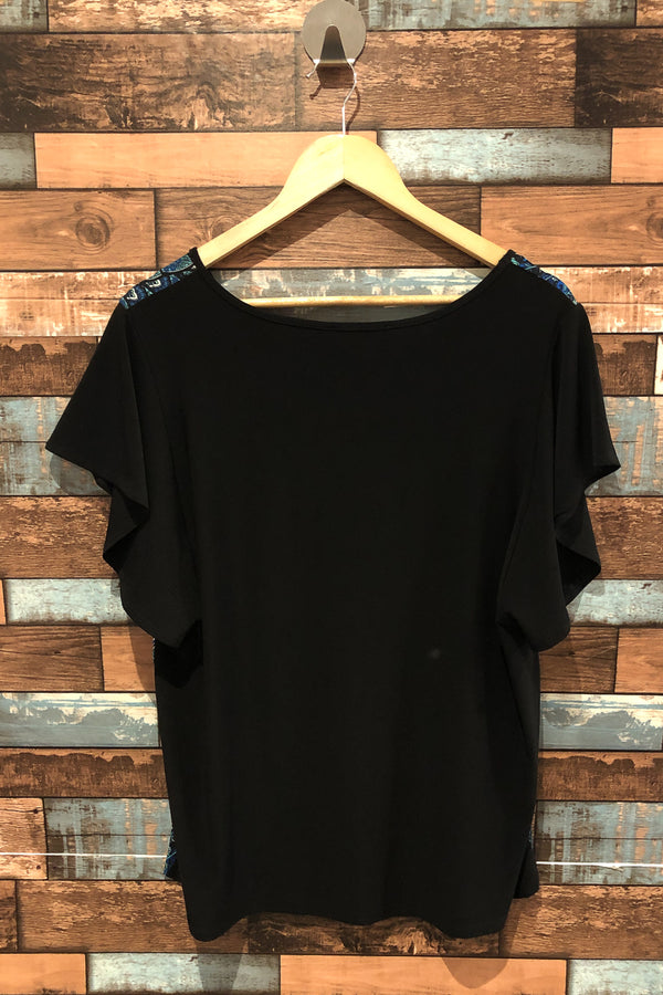 Haut noir et bleu fleuri (l) seconde main Laura