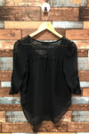 Haut noir transparent dos en dentelle (xs) seconde main American Dream