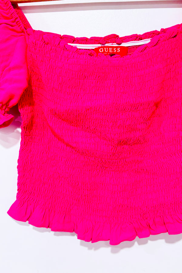 Haut rose avec manches bouffantes (s)-Guess-La Penderie du Paradis 🕊