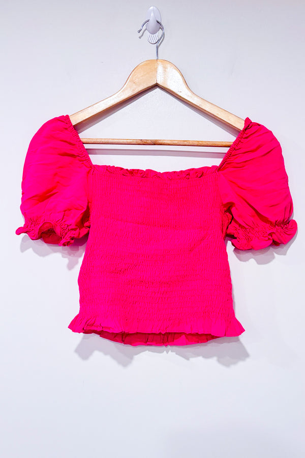 Haut rose avec manches bouffantes (s)-Guess-La Penderie du Paradis 🕊
