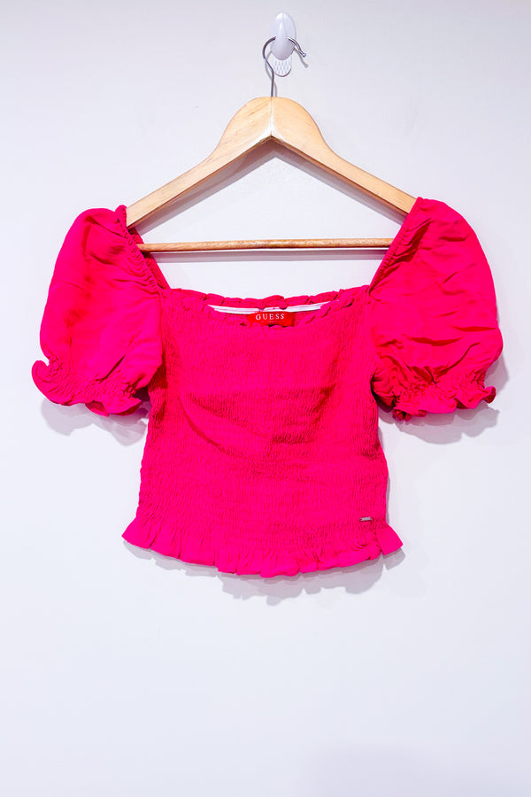 Haut rose avec manches bouffantes (s)-Guess-La Penderie du Paradis 🕊