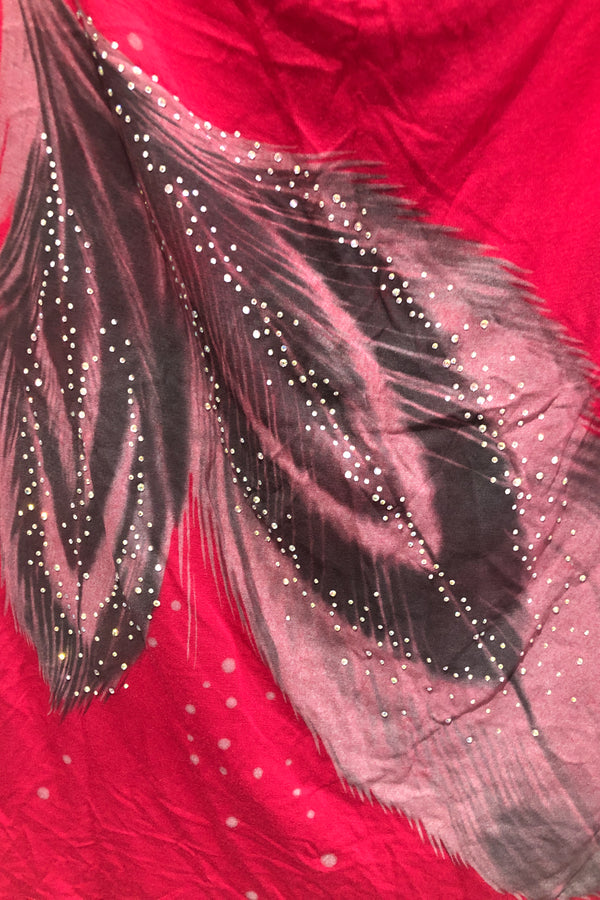 Haut rouge avec plumes et diamants (xl) seconde main blu stop