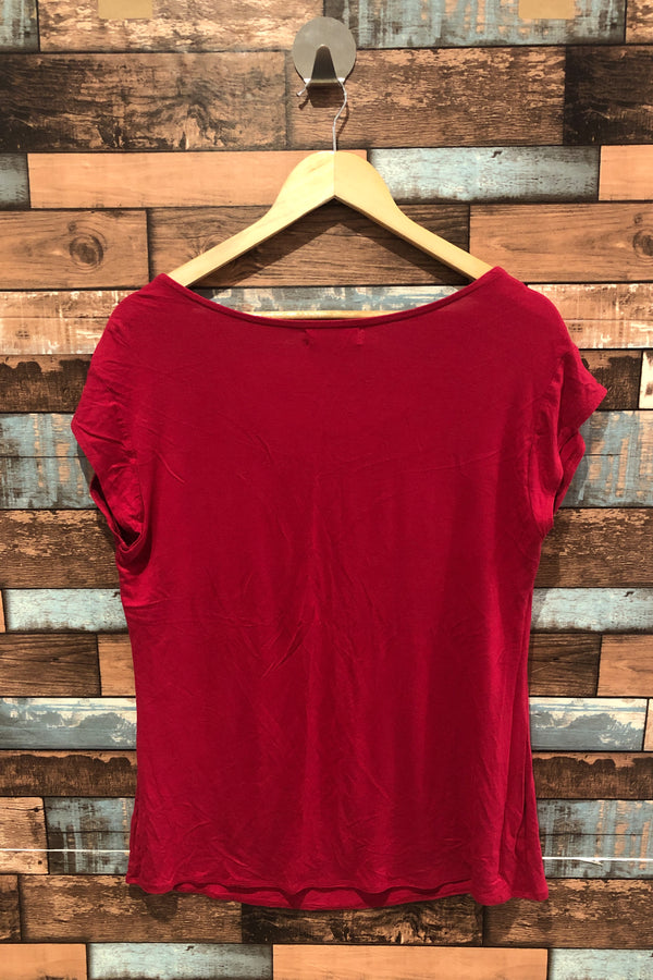 Haut rouge avec plumes et diamants (xl) seconde main blu stop