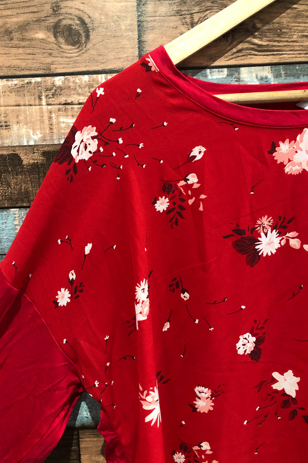 Haut rouge fleuri Le Relax (l) seconde main Reitmans