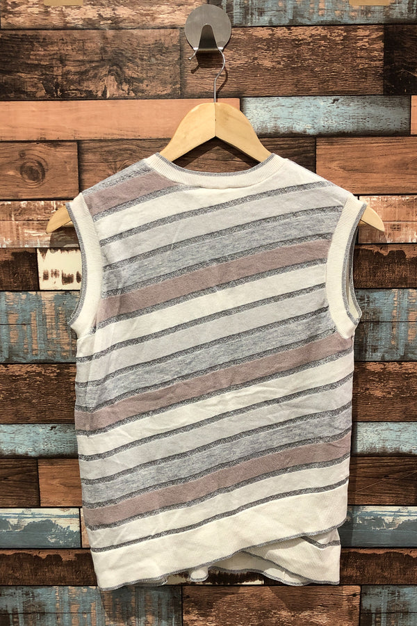 Haut sans manche rayé gris blanc et rose (xs) seconde main Ted Baker London